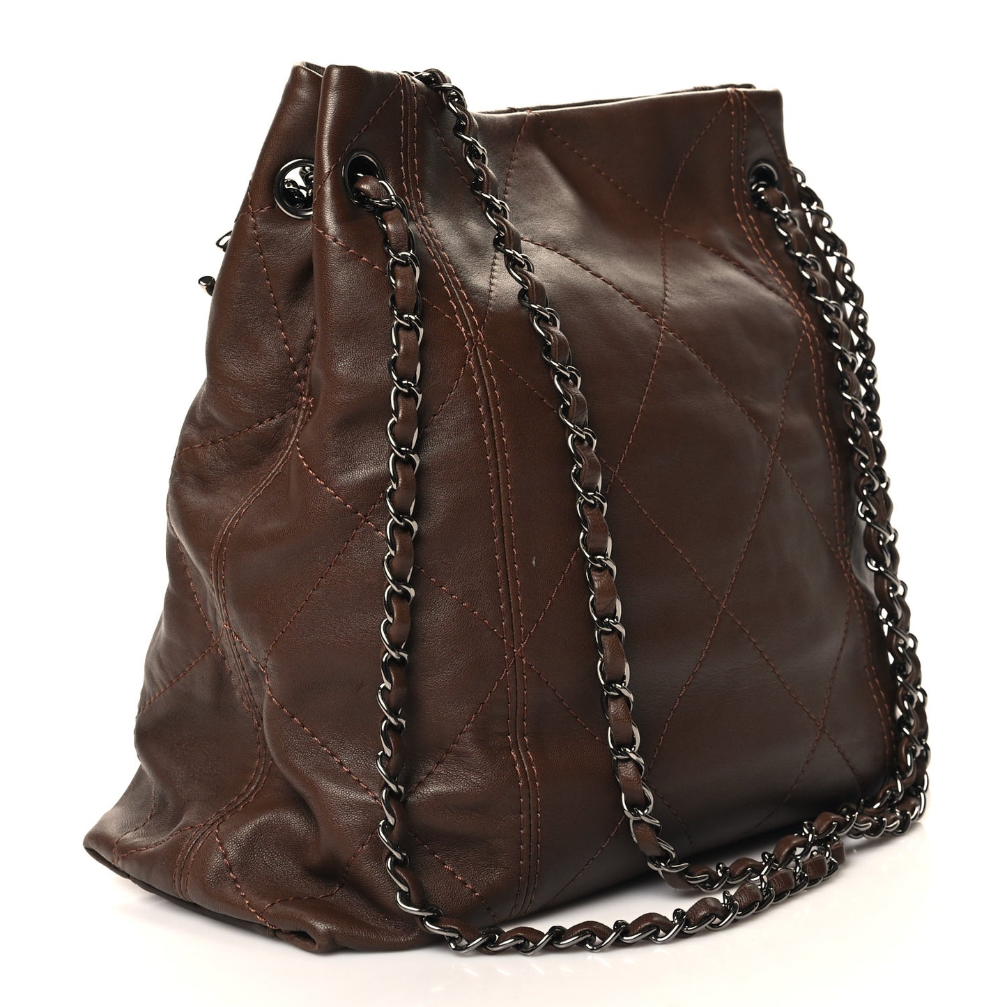 Lambskin Soft Touch Shoulder Bag Dark Brown