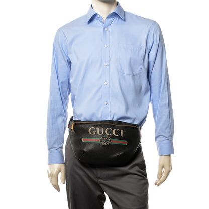 Gucci Grained Calfskin Logo Belt Bag Black 2 of 13