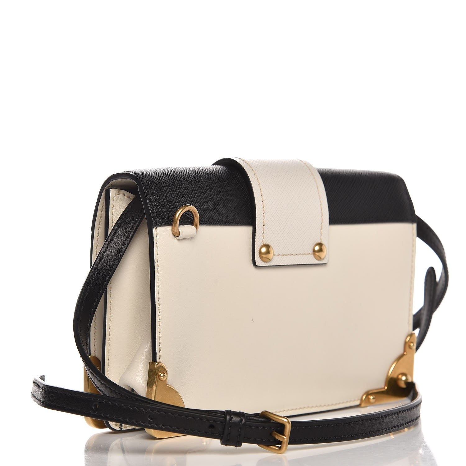 Prada City Calf Saffiano Cahier Bag Talco Black 2 of 8