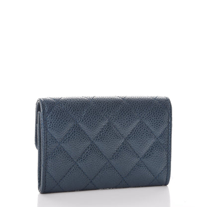 Chanel Metallic Caviar Quilted Flap Card Holder Dark Blue 3 of 9
