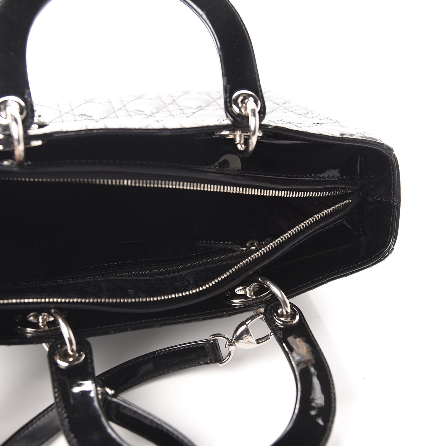Patent Cannage Large Lady Dior Black