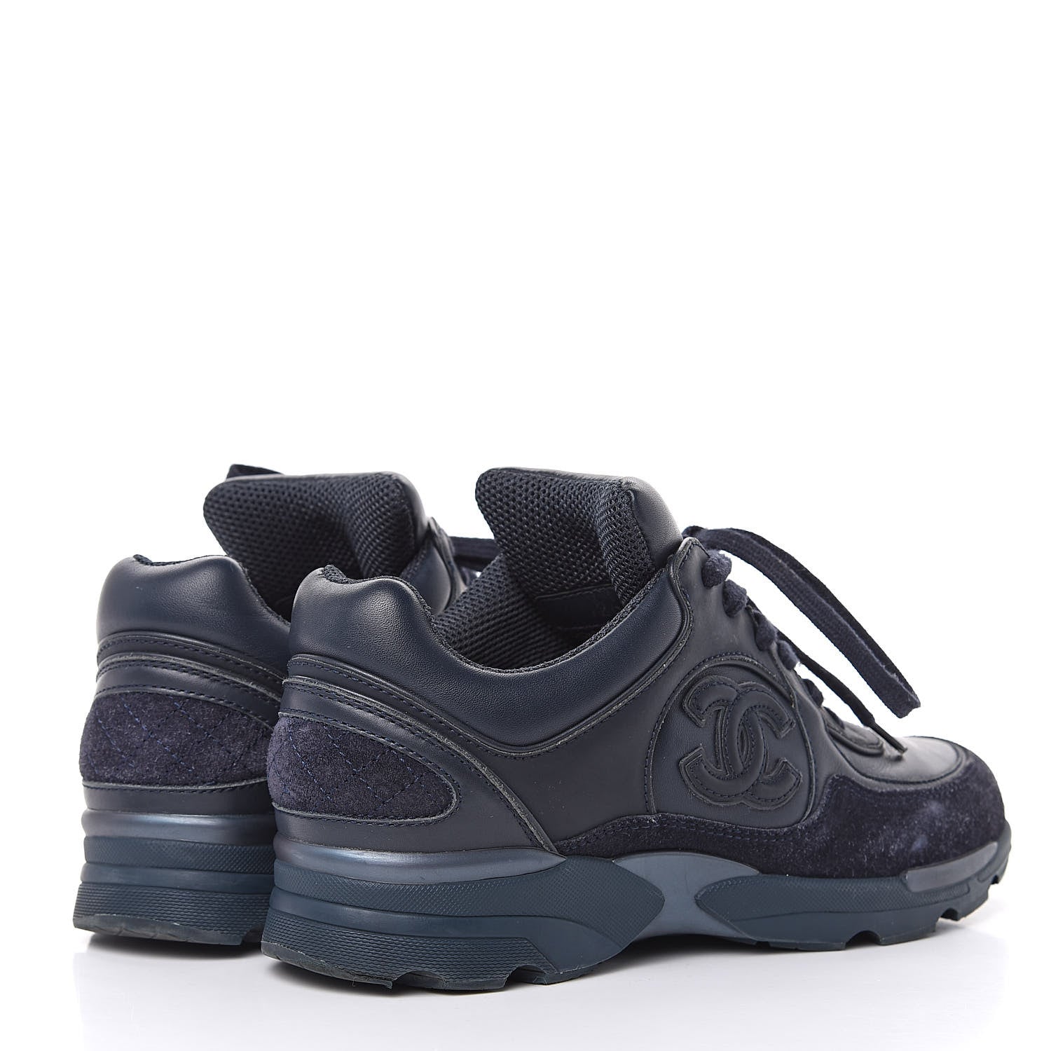 Chanel Suede Calfskin CC Sneakers 36 Blue 4 of 11