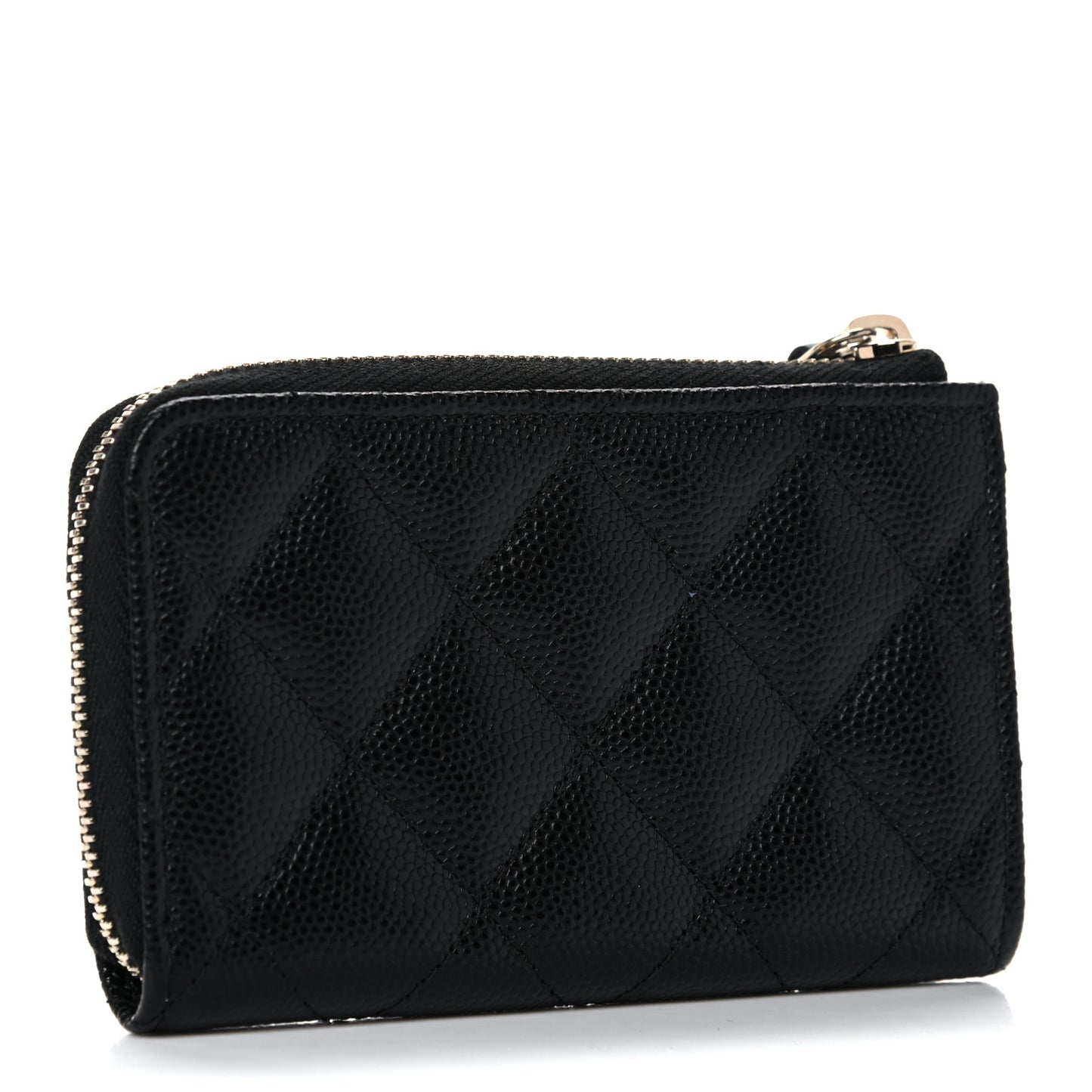 Caviar Quilted Zipped Key Holder Case Black