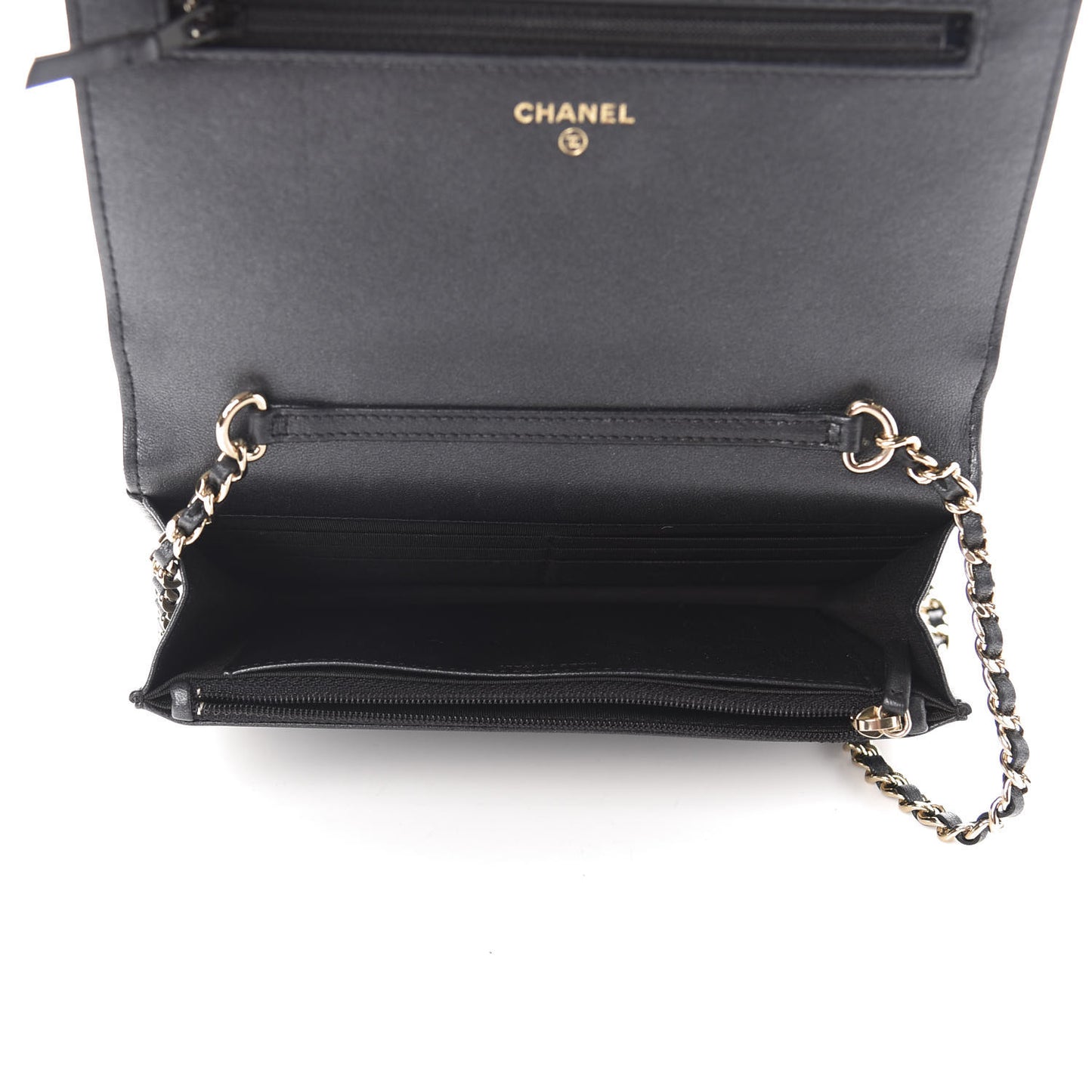 Iridescent Lambskin Quilted Pearl Wallet On Chain WOC Black