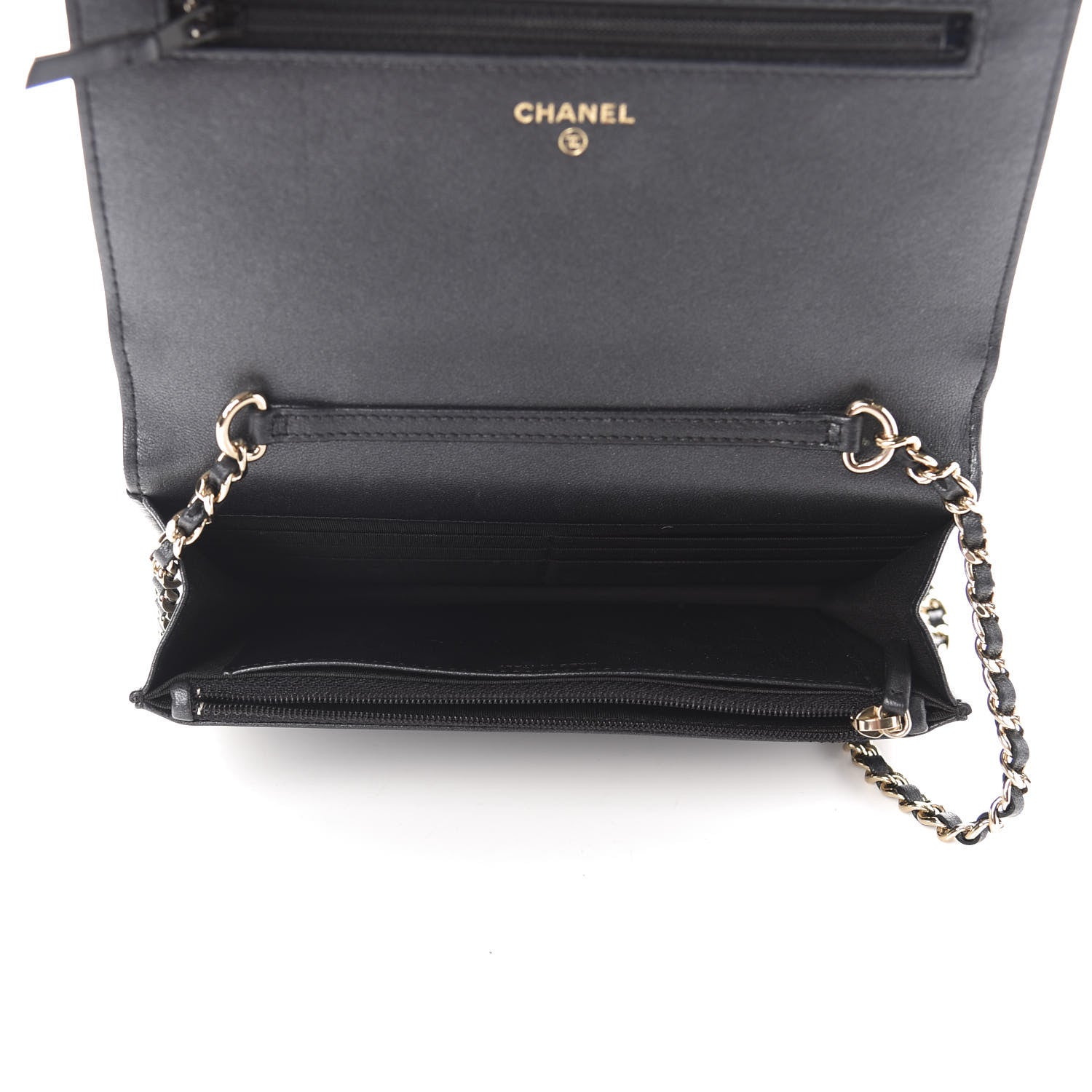 Chanel Iridescent Lambskin Quilted Pearl Wallet On Chain WOC Black 5 of 12