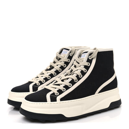 Gucci New Canvas GG Monogram Womens Tennis 1977 High Top 55mm Platform Sneakers 39.5 Black Mystic White 4 of 13