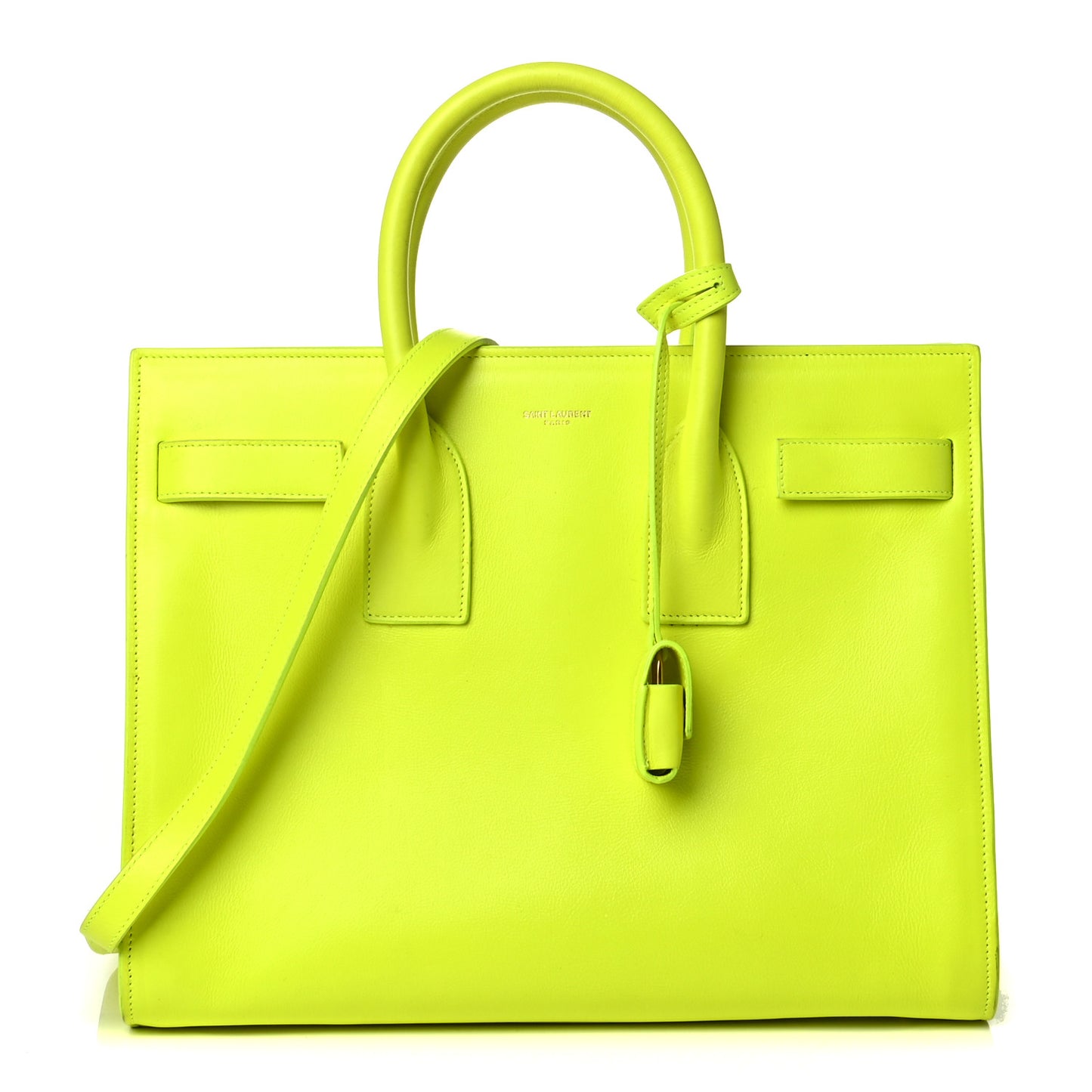 Calfskin Small Sac De Jour Bag Neon Yellow