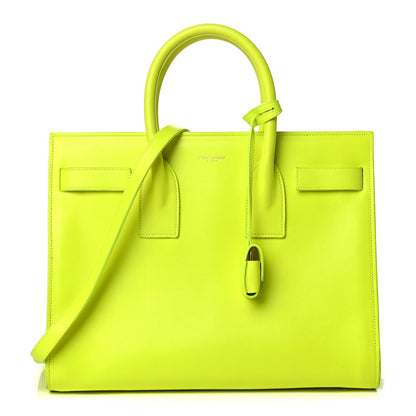 Saint Laurent Calfskin Small Sac De Jour Bag Neon Yellow 2 of 16