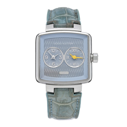 Louis Vuitton Stainless Steel Alligator 35mm Speedy Duo Jet GMT Quartz Watch Blue 1 of 4