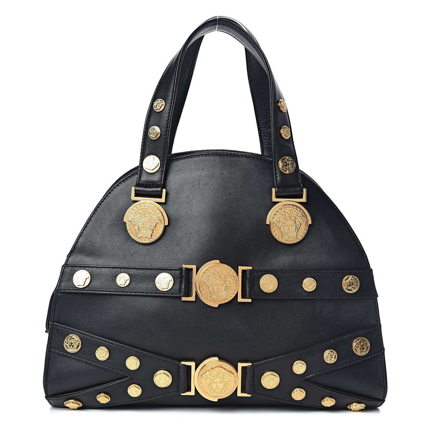 Calfskin Medallion Tribute Bowling Bag Black