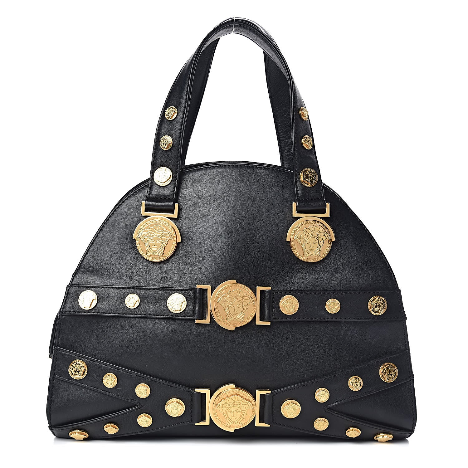 Versace Calfskin Medallion Tribute Bowling Bag Black 1 of 19