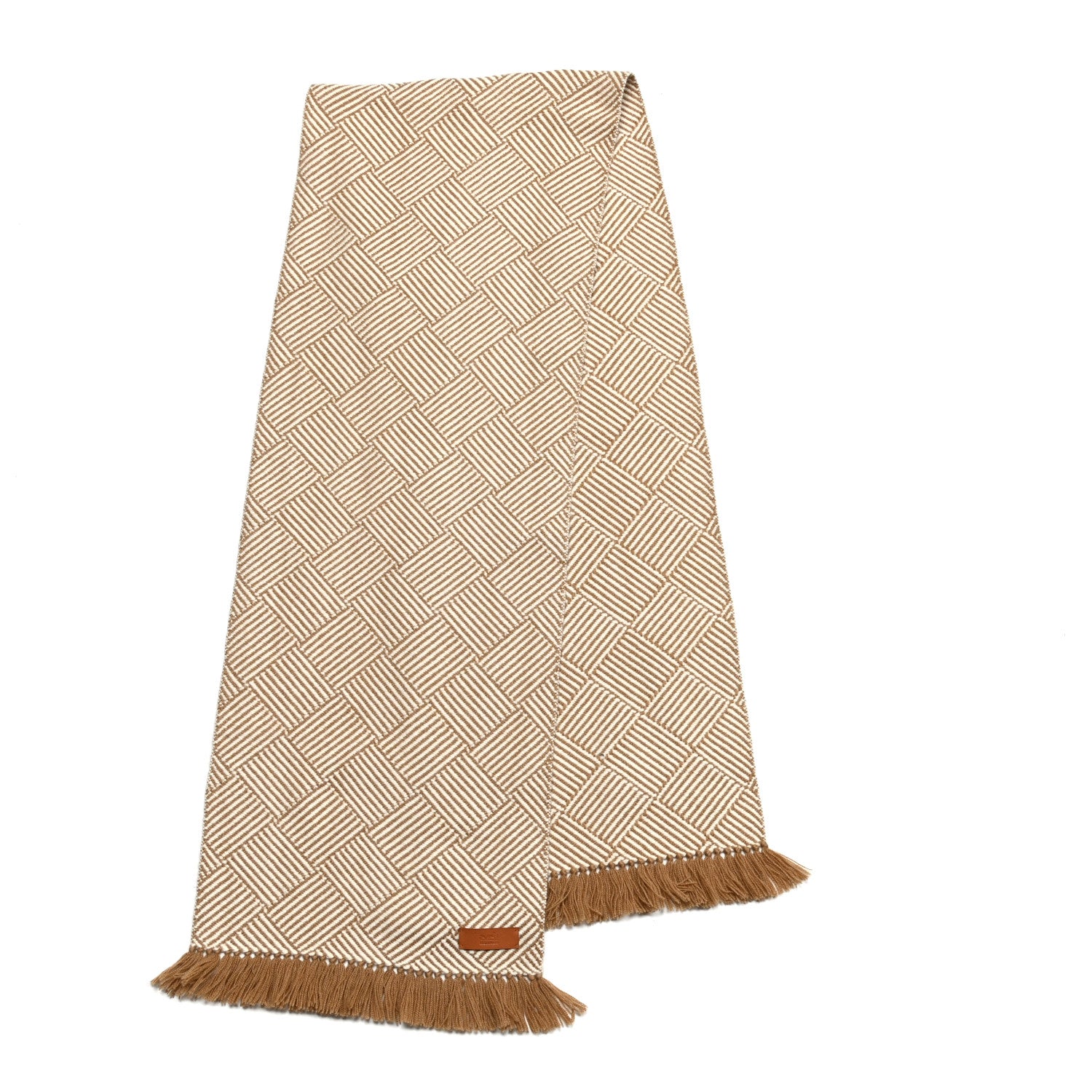 Hermes Cashmere Tile Weave Muffler Camel Ecru 3 of 6