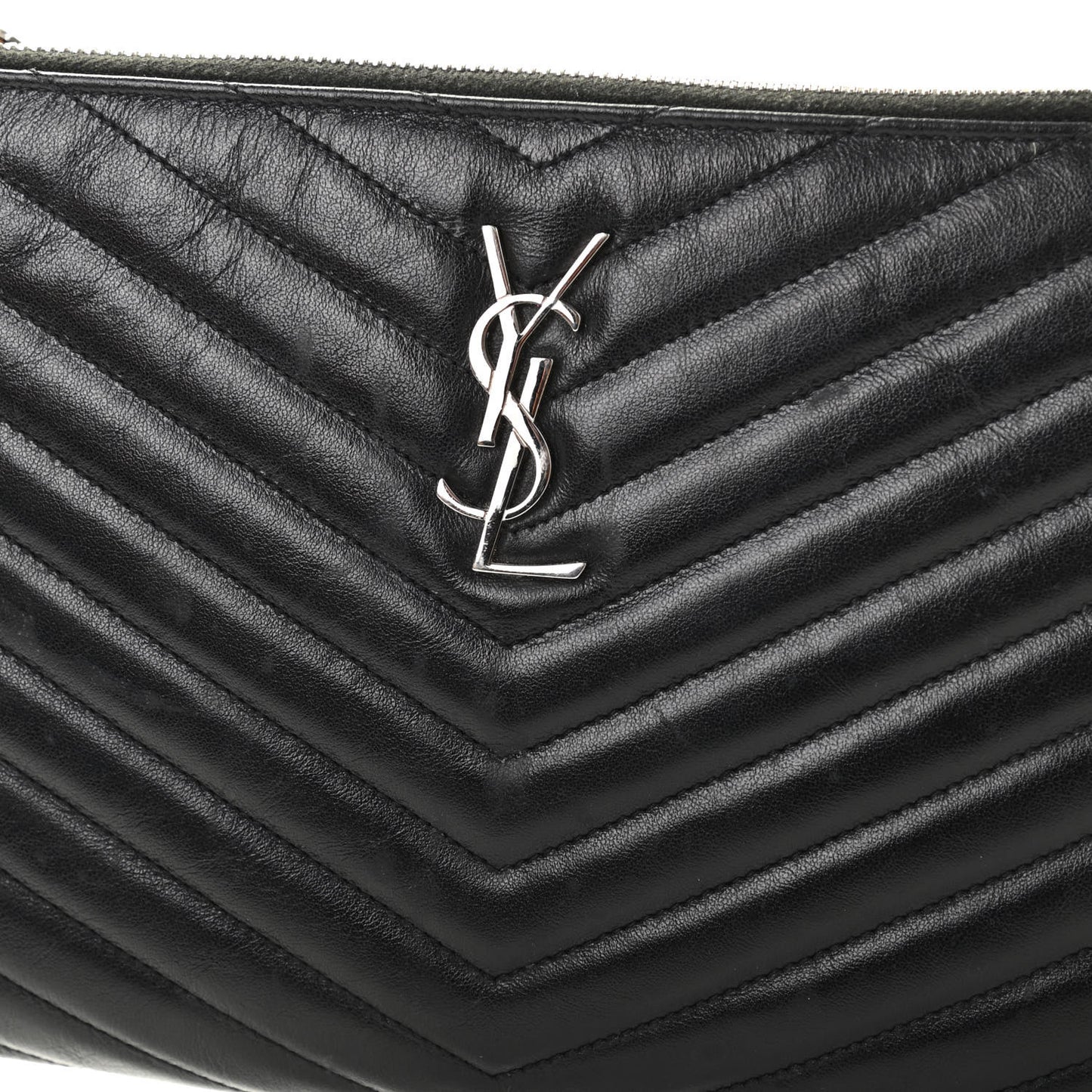 Calfskin Matelasse Chevron Monogram A5 Wristlet Black