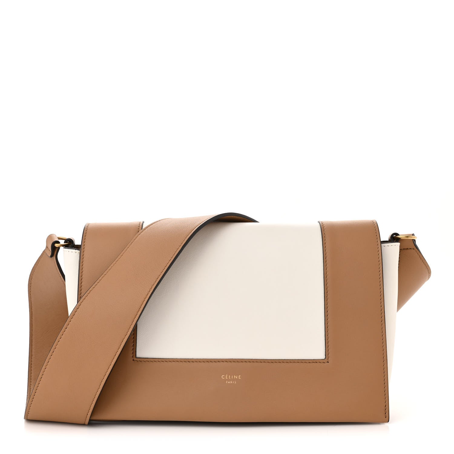 Celine Shiny Smooth Calfskin Medium Frame Shoulder Bag Tan Optic White 1 of 10