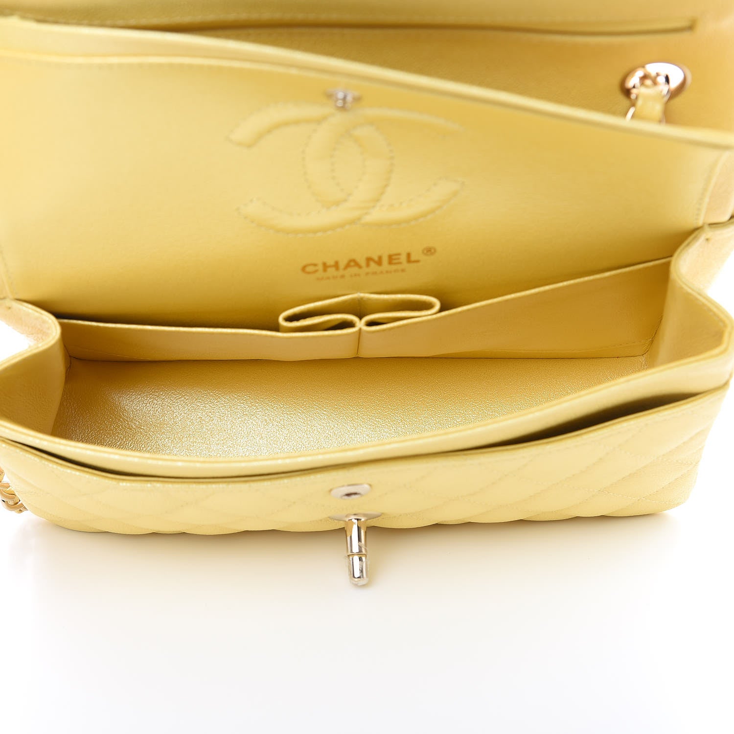 Chanel Iridescent Caviar Quilted Small Double Flap Yellow 5 of 11