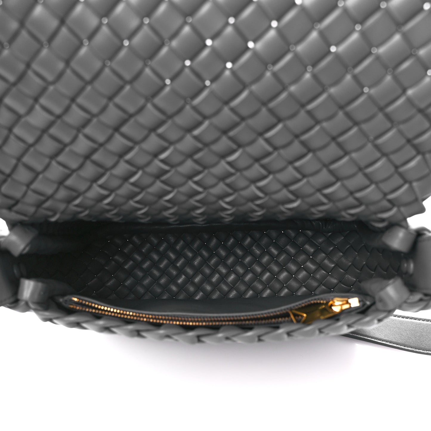 Nappa Intrecciato Small Cobble Shoulder Bag Thunder