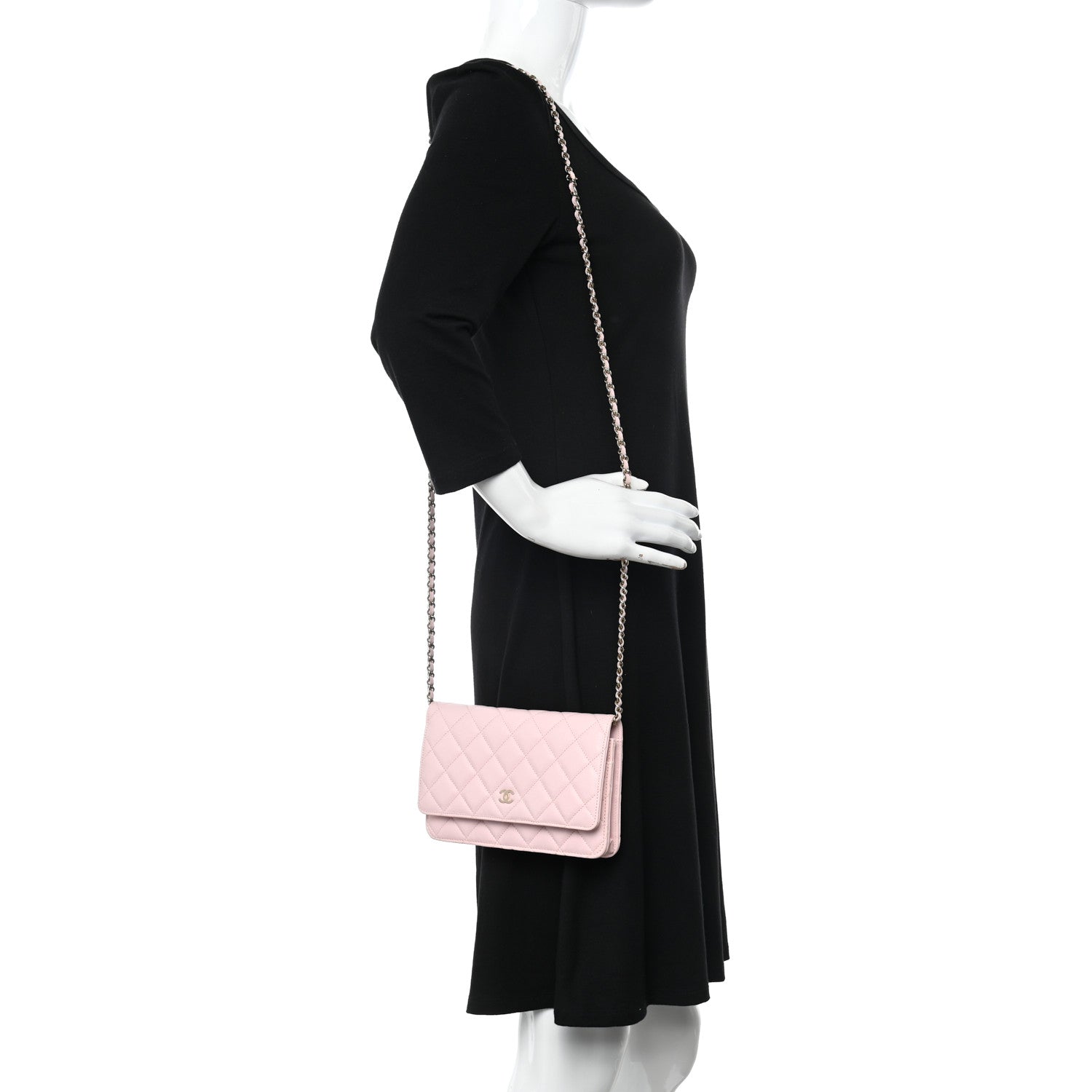 Chanel Caviar Quilted Wallet on Chain WOC Light Pink 2 of 12