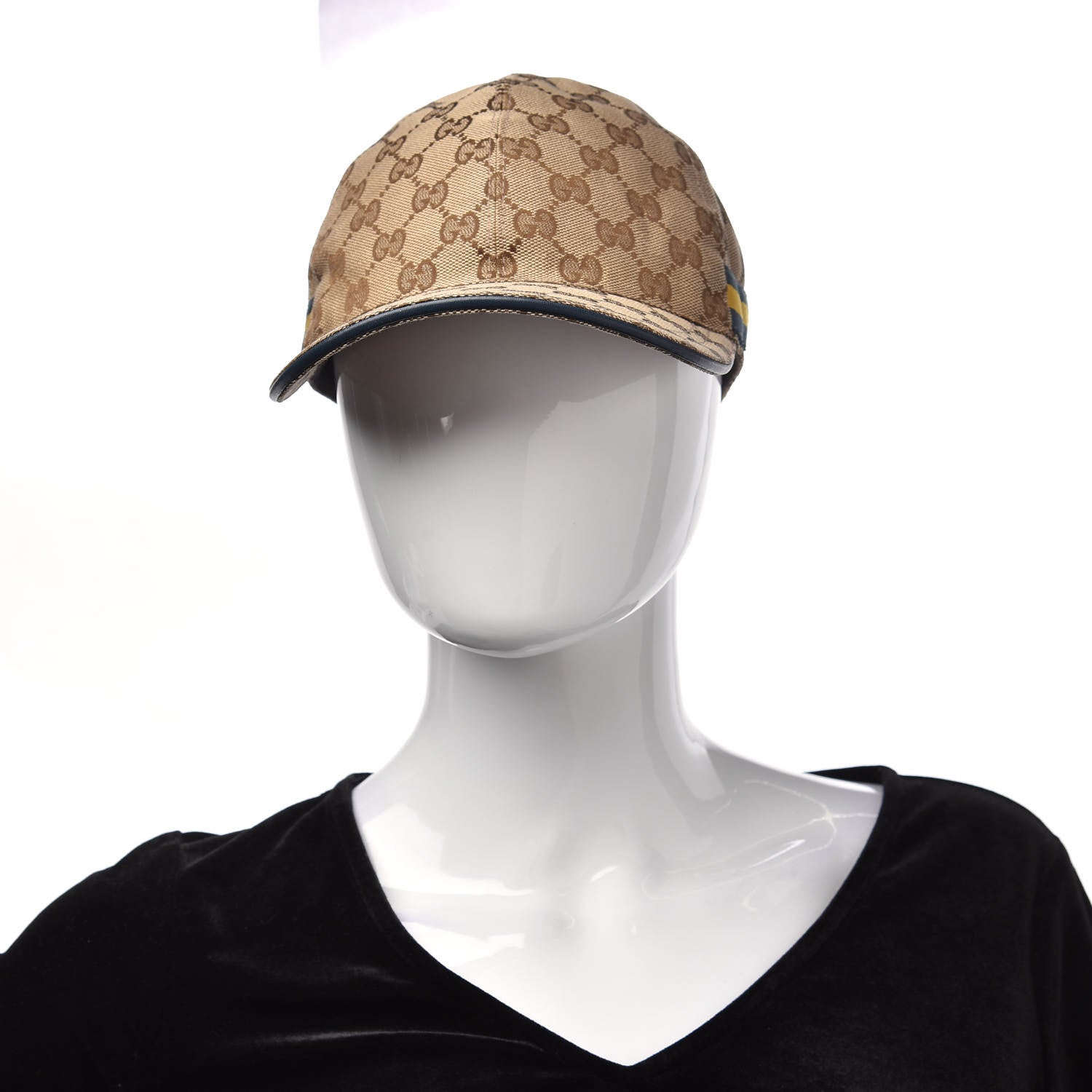 Gucci Monogram Web Baseball Hat M Beige Ebony Blue 2 of 6