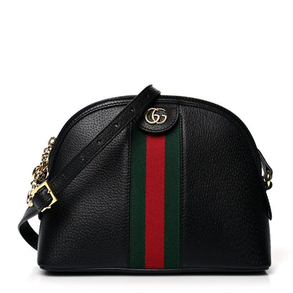 Gucci Calfskin GG Web Small Ophidia Dome Shoulder Bag Black 1 of 11