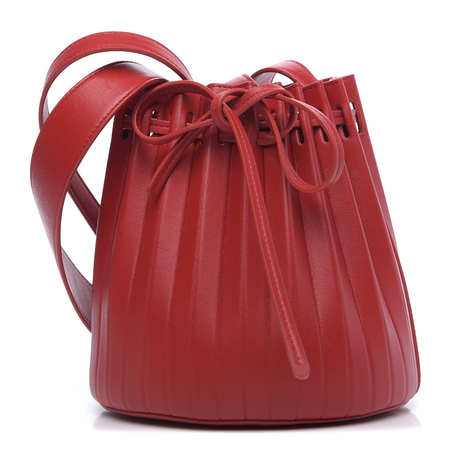 Mansur Gavriel Vegetable Tanned Calfskin Pleated Mini Bucket Bag Fiesta Flamma 1 of 8