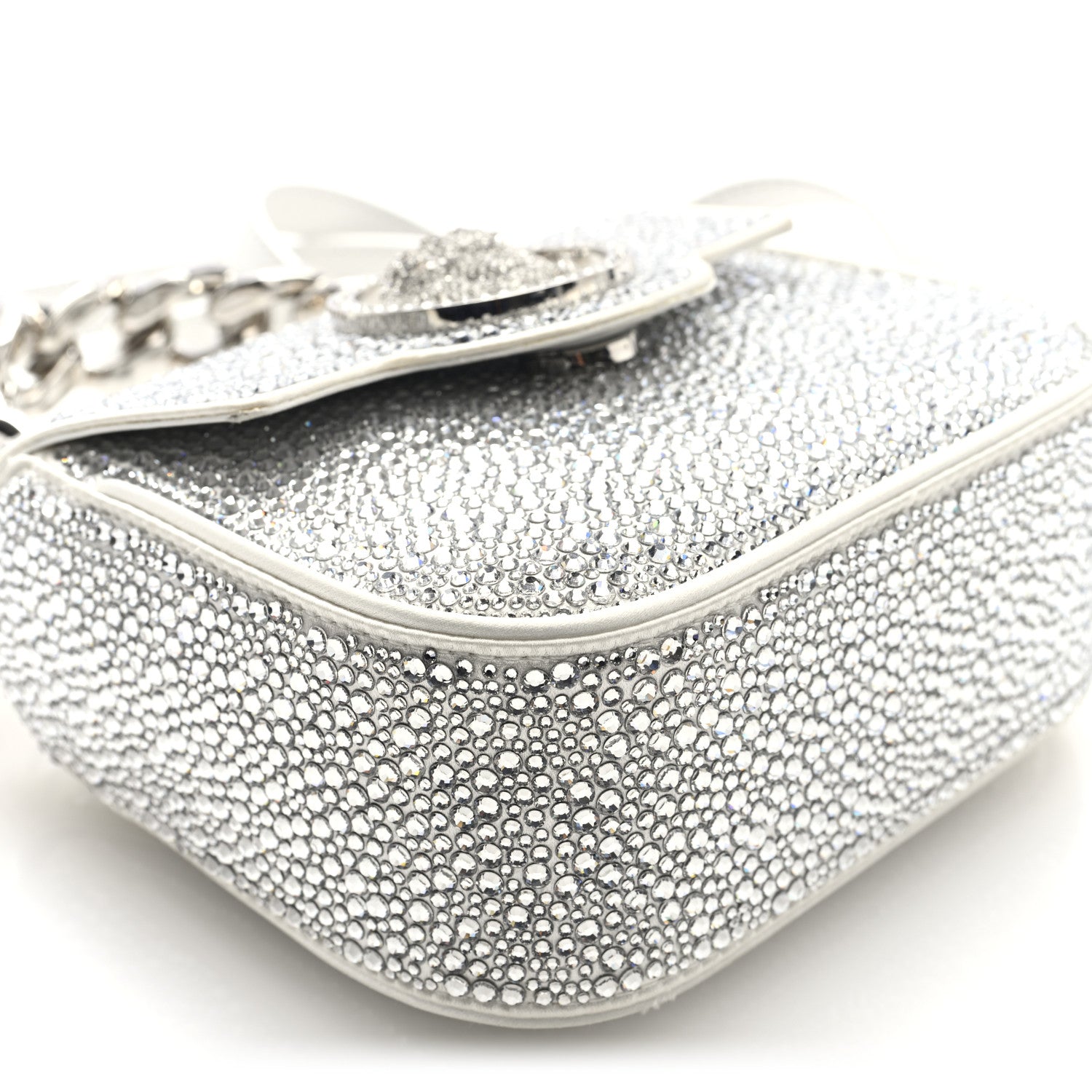 Versace Satin Crystal Studded Mini La Medusa Bag White 8 of 9