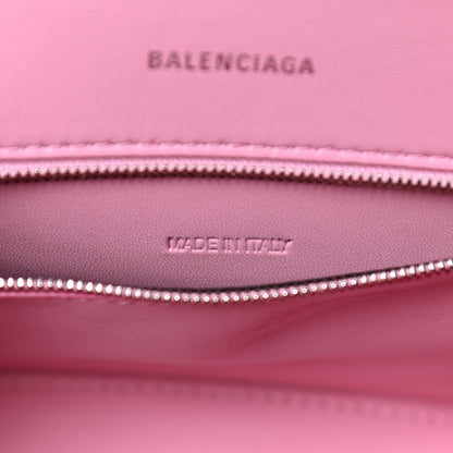 Balenciaga Semi Shiny Calfskin Crocodile Embossed Small Hourglass Top Handle Bag Pink 8 of 9