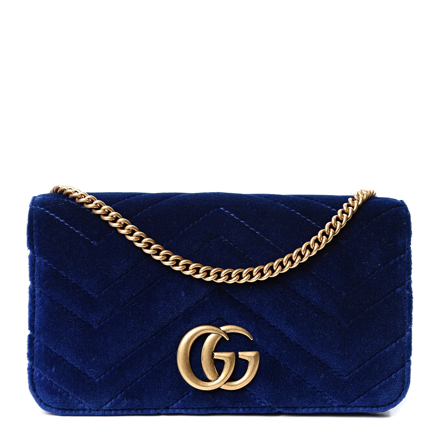 Velvet Matelasse GG Marmont Mini Bag Cobalt Blue