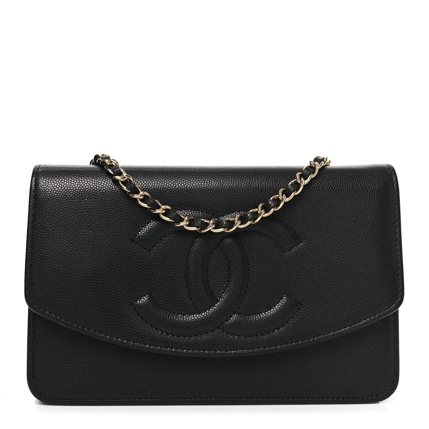 Chanel Caviar Timeless CC Wallet On Chain WOC Black 1 of 12