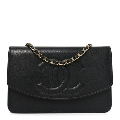 Chanel Caviar Timeless CC Wallet On Chain WOC Black 1 of 12