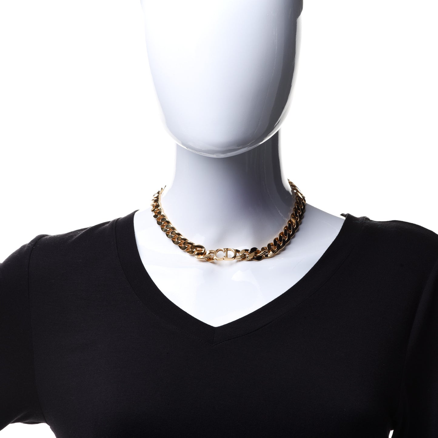 Metal CD Choker Necklace Gold
