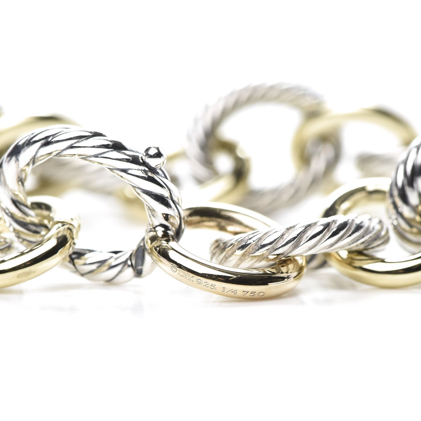 Sterling Silver 18K Yellow Gold 12mm Large Oval Link Bracelet