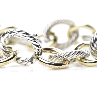 David Yurman Sterling Silver 18K Yellow Gold 12mm Large Oval Link Bracelet 4 of 5