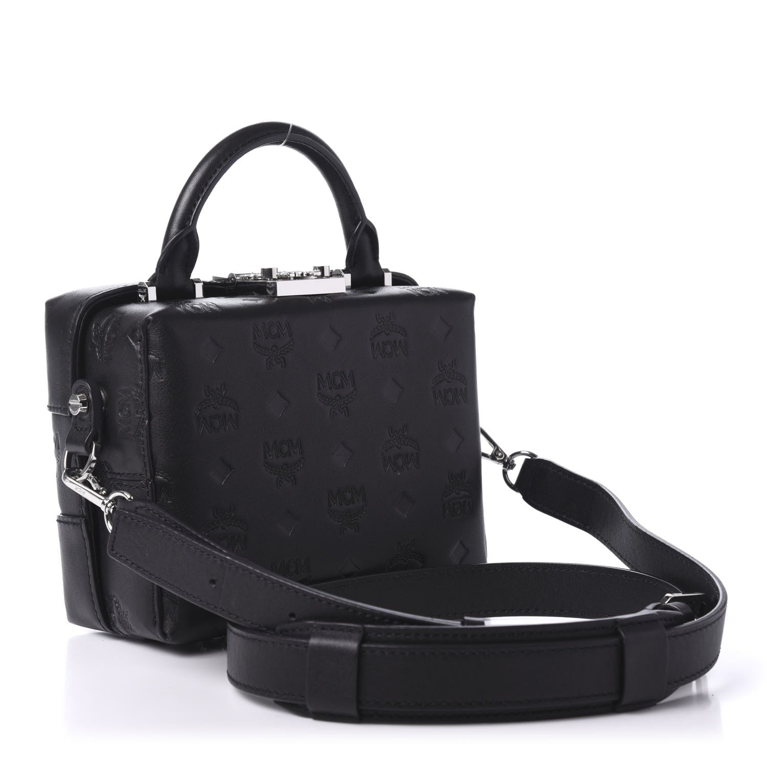 MCM Calfskin Ottomar Monogram Small Berlin Crossbody Black 3 of 9