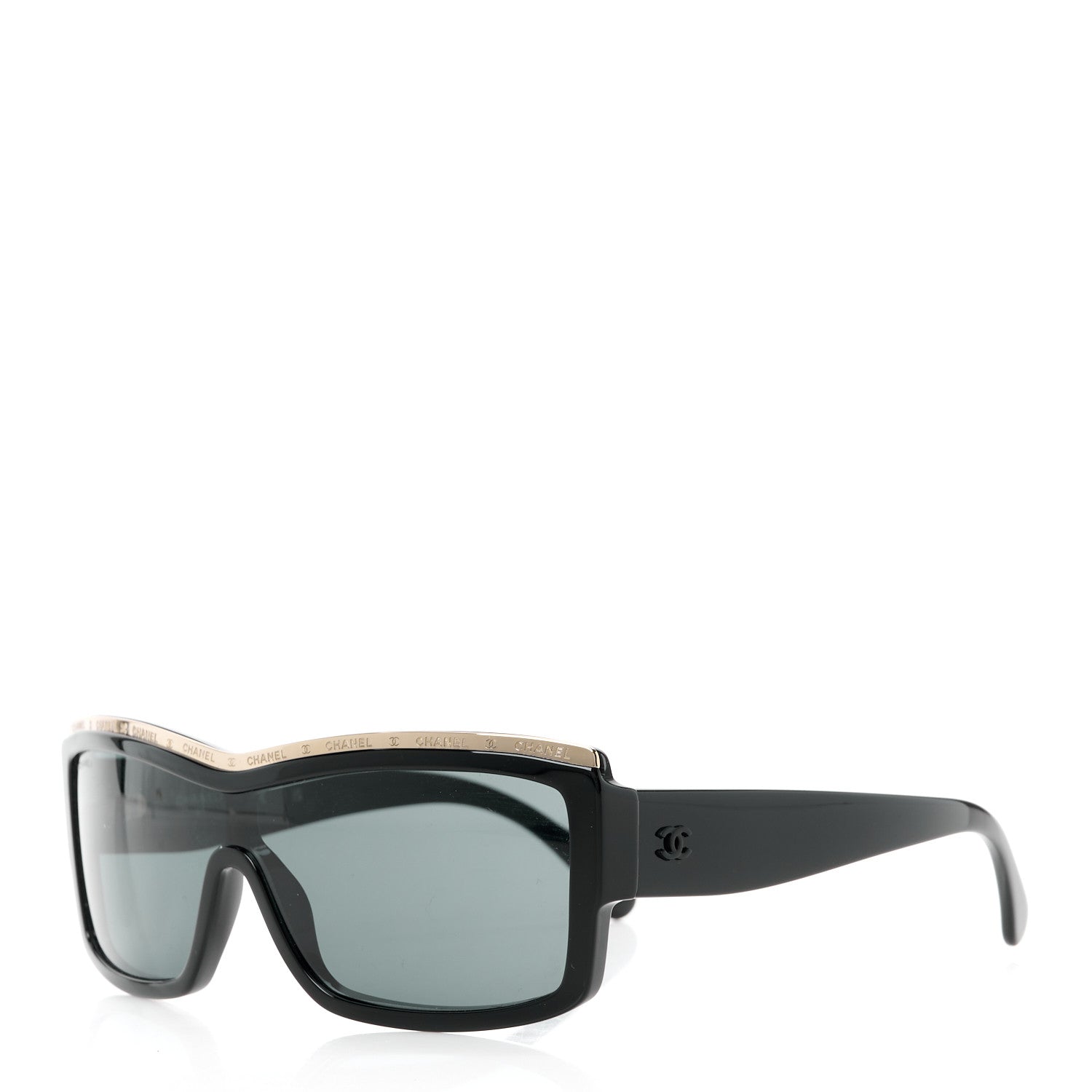 Chanel Acetate Shield Sunglasses 71504 Black 1 of 8