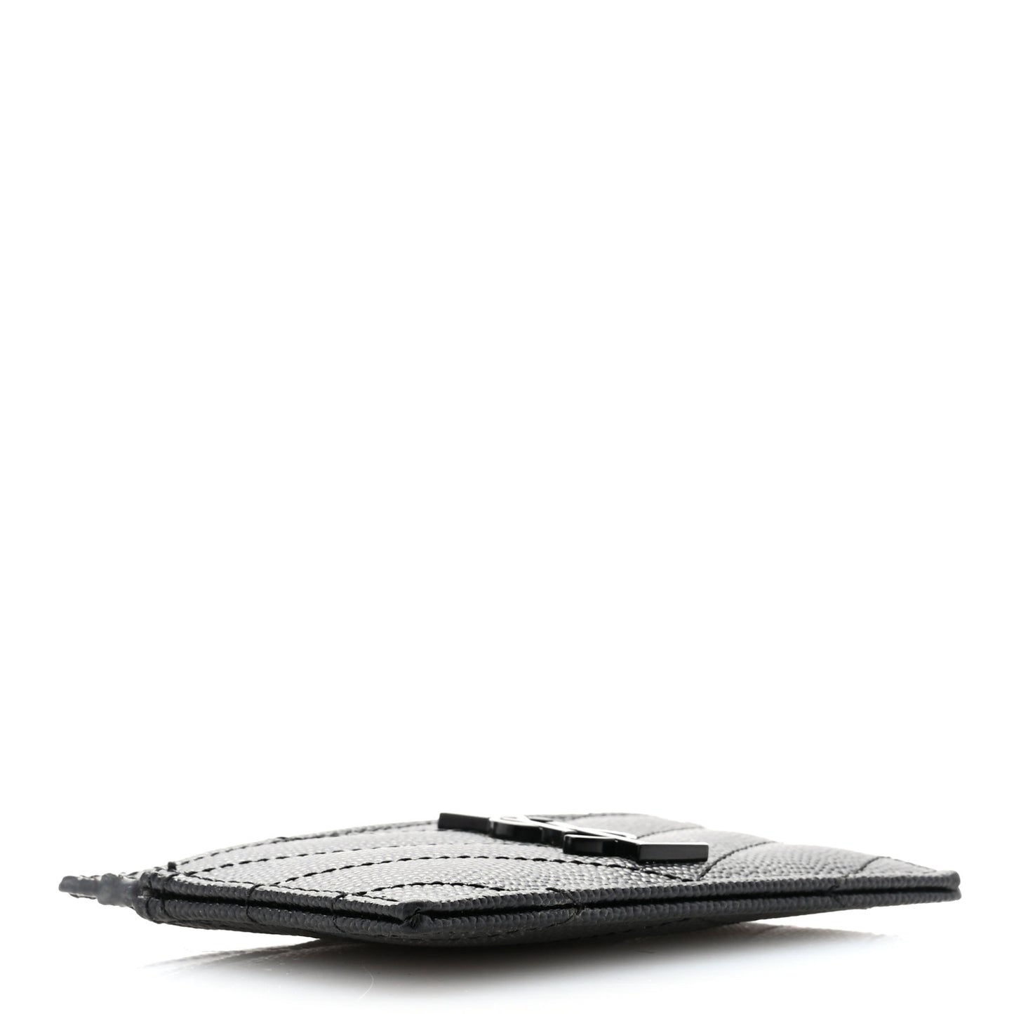 Grain De Poudre Matelasse Chevron Monochrome Monogram Credit Card Case Black