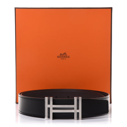 Hermes Box Togo 32mm Au Carre H Belt 80 Black Chocolate 7 of 7
