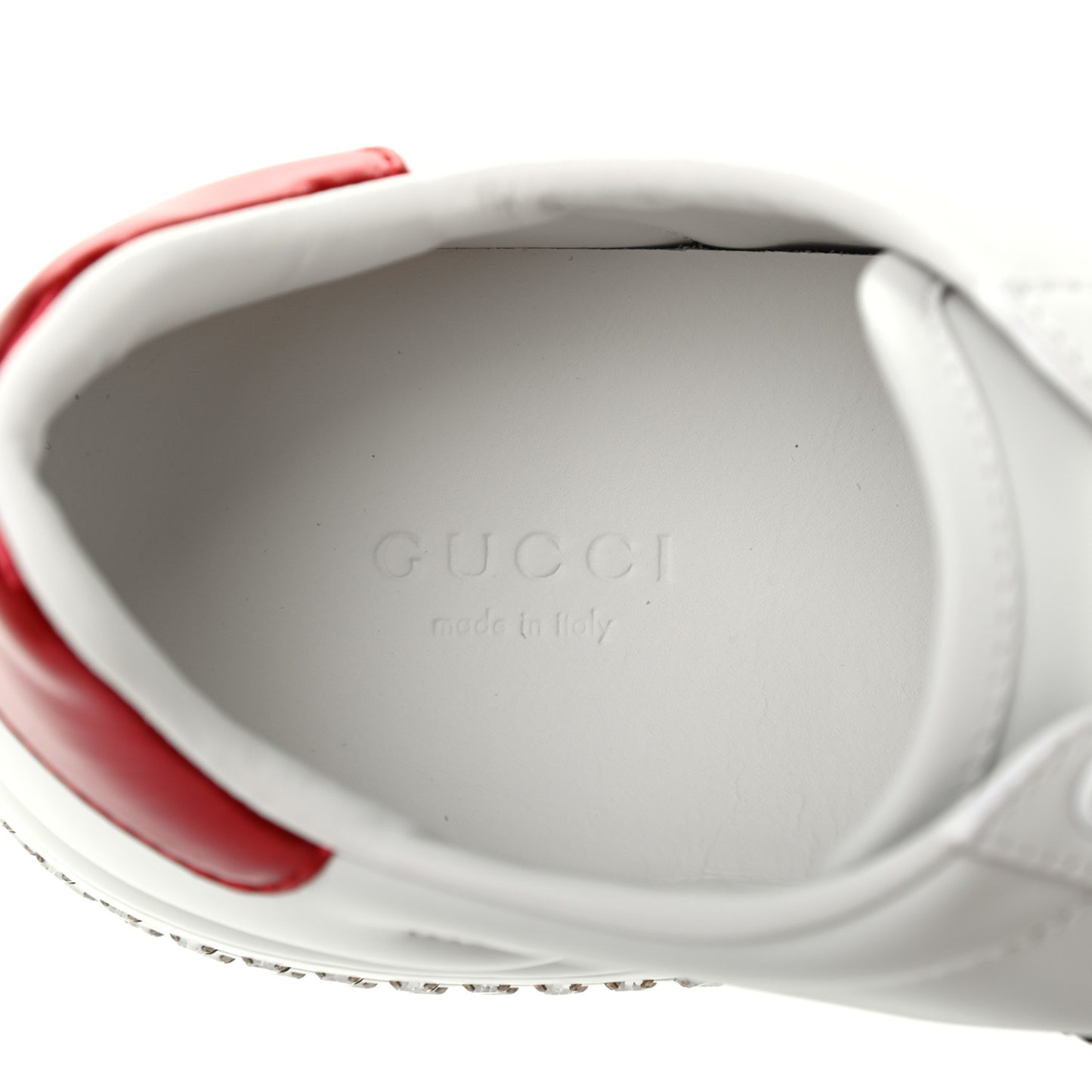 Calfskin Crystal Web Bee Embroidered Womens Ace Platform Sneakers 37 White