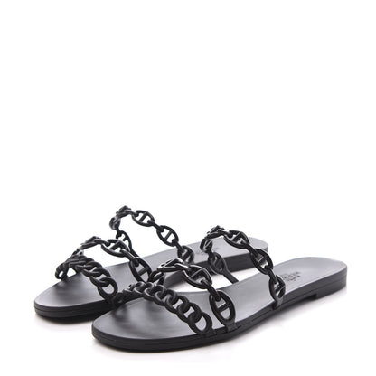 Hermes Rubber Chaine d'Ancre Rivage Sandals 36 Black 2 of 10