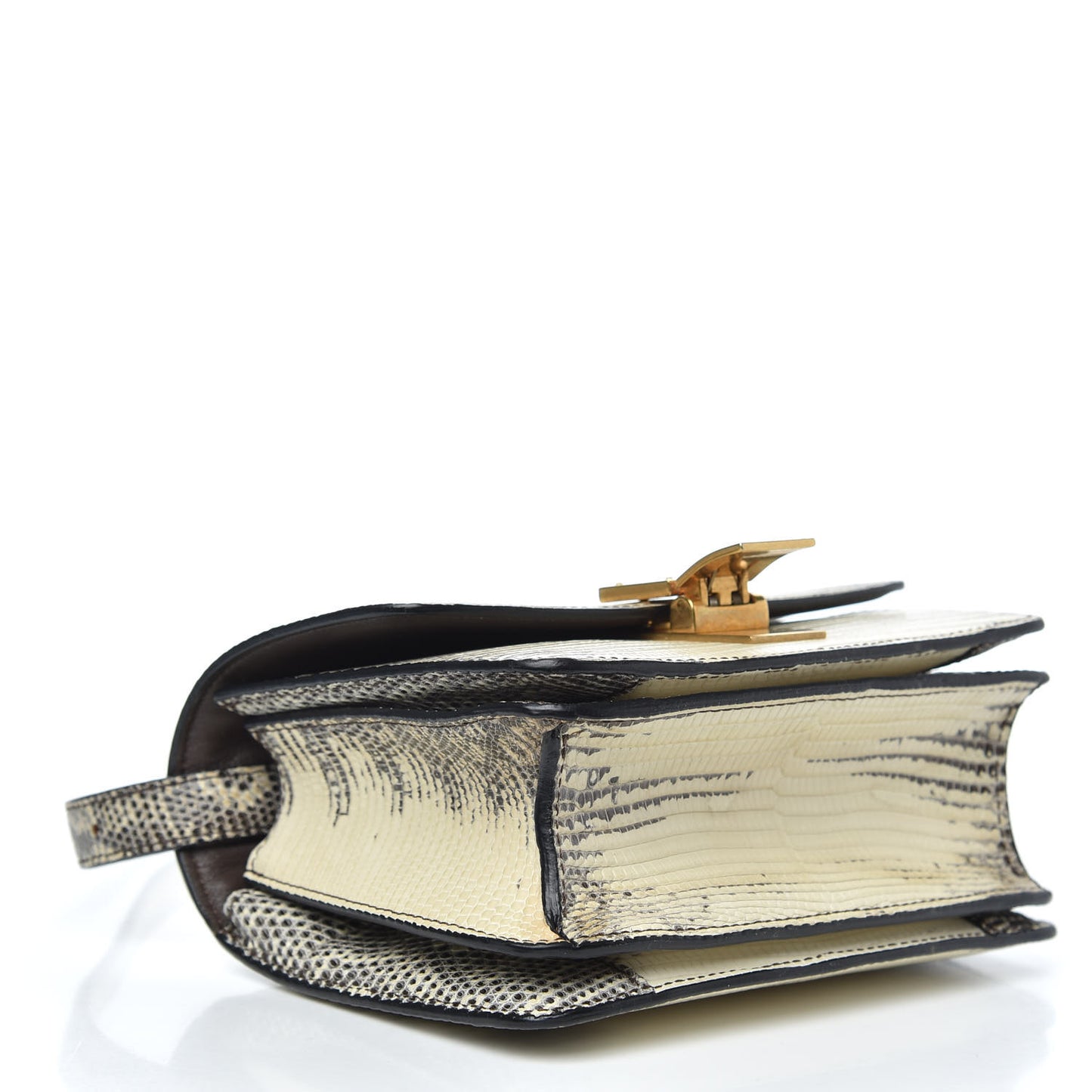 Lizard Small Classic Box Flap Bag Natural