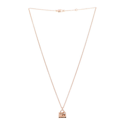 Hermes 18K Rose Gold Diamond Kelly Pendant Necklace 3 of 5