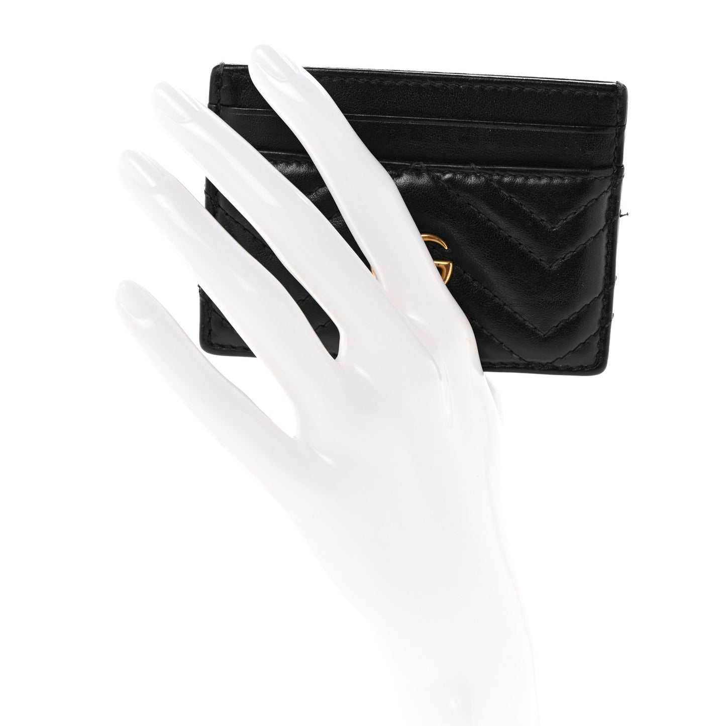 Calfskin Matelasse GG Marmont Card Holder Black