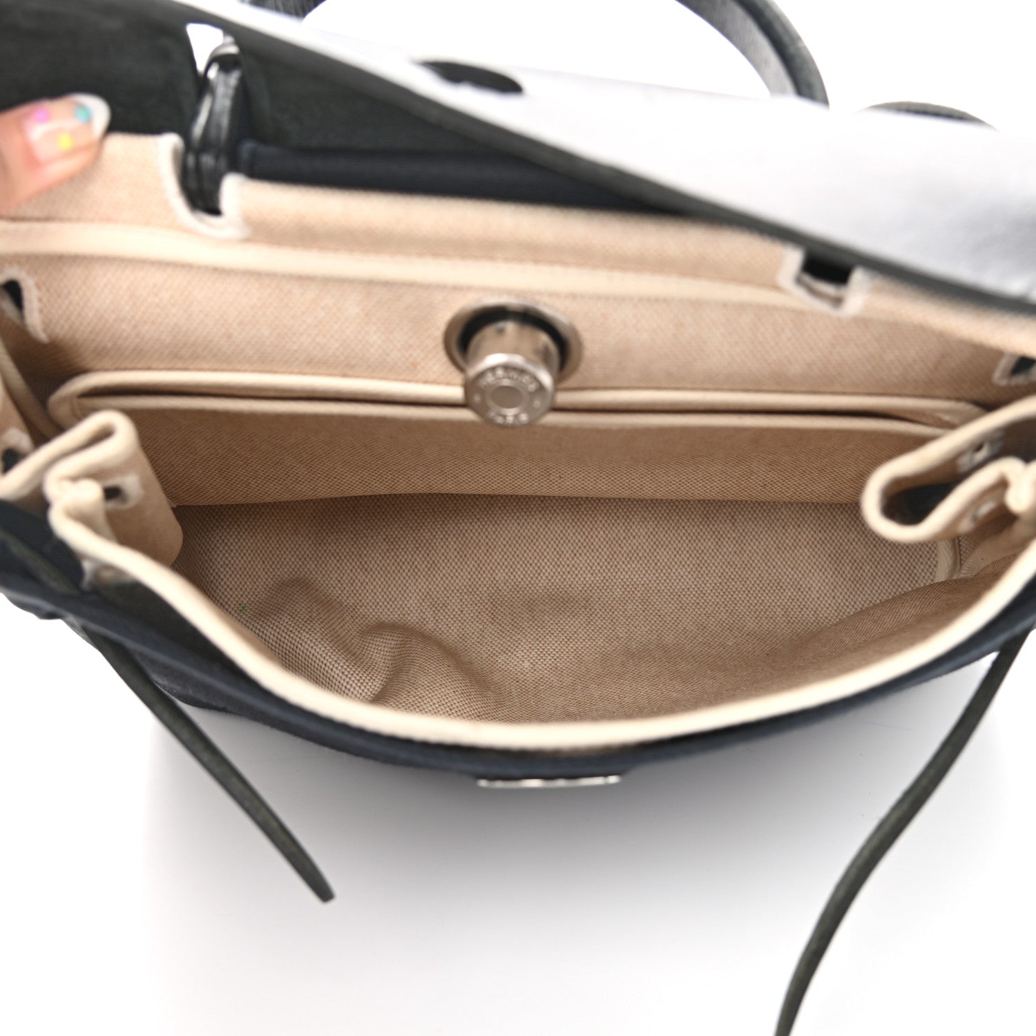 Hermes Toile Vache Calfskin Herbag 30 PM Black 6 of 13