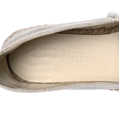 Chanel Canvas Velvet CC Espadrilles 39 Beige Black 8 of 12