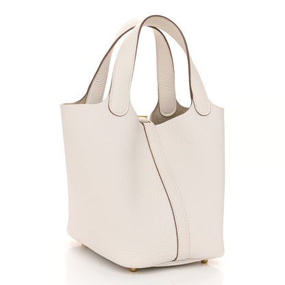 Hermes Taurillon Clemence Picotin Lock 18 PM Gris Pale 3 of 11