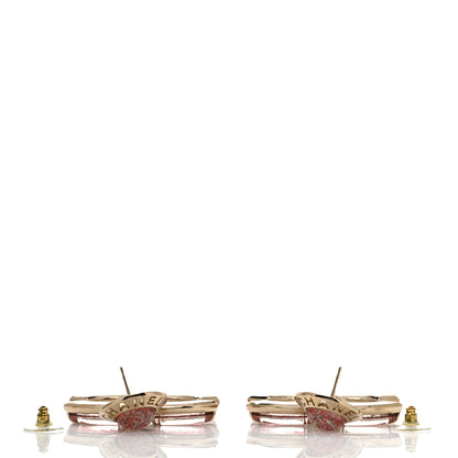 Chanel Glitter Lambskin Metal Chain CC Drop Earrings Pink Gold 3 of 4