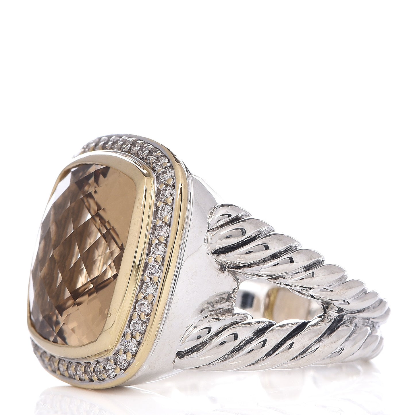 Sterling Silver 18K Yellow Gold Diamond Champagne Citrine 14mm Albion Ring 54 7