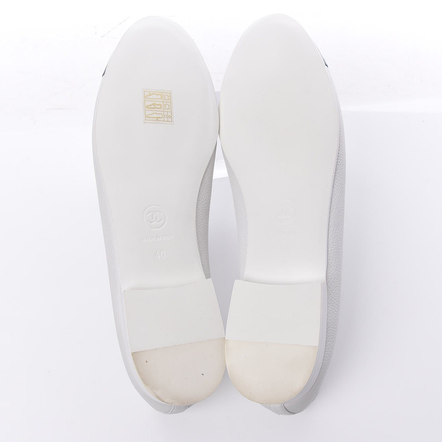 Calfskin Patent CC Cap Toe Ballerina Flats 40 White Blue