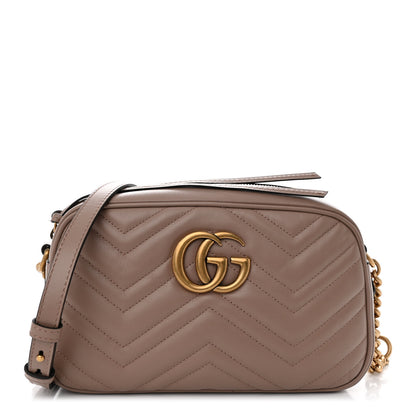 Gucci Calfskin Matelasse Small GG Marmont Chain Shoulder Bag Porcelain Rose 1 of 11