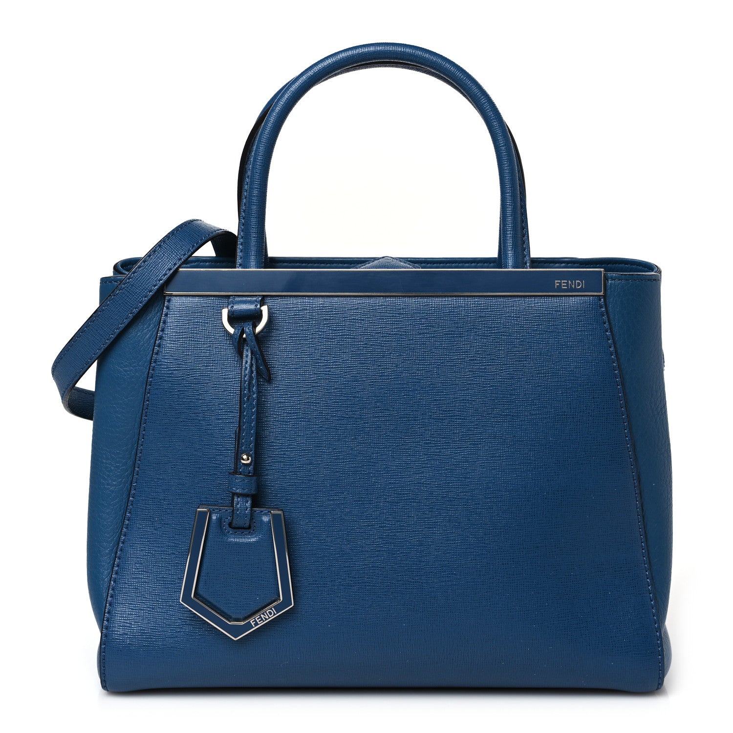 Fendi Vitello Elite Petite 2Jours Tote Blue Cobalto 1 of 8