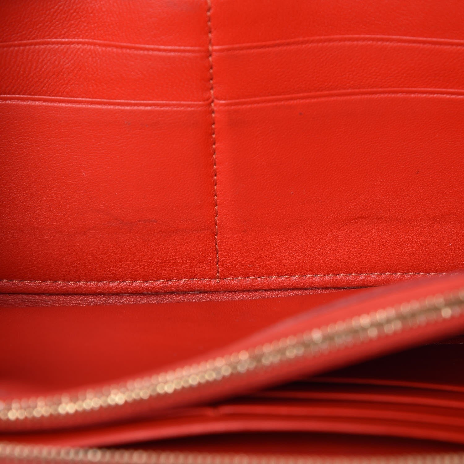 Celine Drummed Calfskin Large Zip Around Multifunction Wallet Coquelicot 22 of 26
